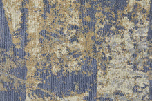 Blue Gray And Tan Abstract Power Loom Distressed Area Rug - 4' x 6'