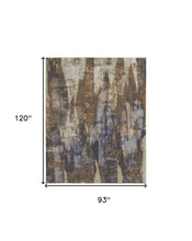 Blue Gray And Tan Abstract Power Loom Distressed Area Rug - 4' x 6'