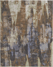Blue Gray And Tan Abstract Power Loom Distressed Area Rug - 4' x 6'