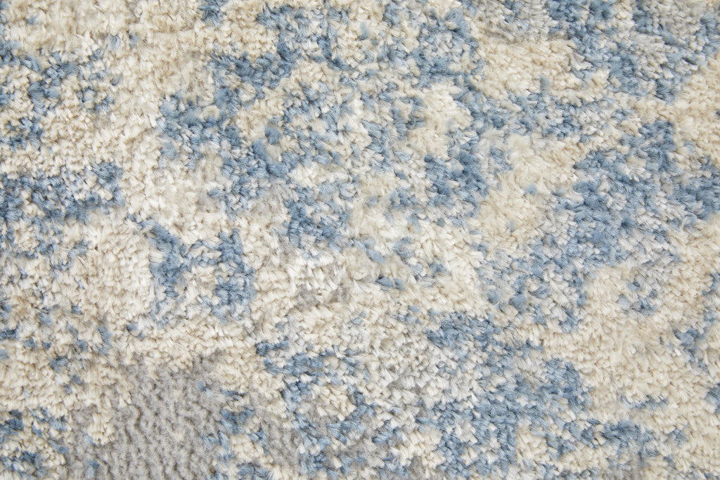 4' X 6' Blue And Ivory Abstract Power Loom Distressed Area Rug