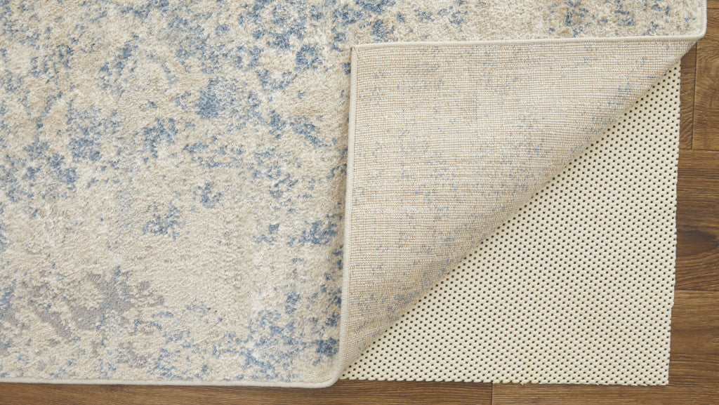 4' X 6' Blue And Ivory Abstract Power Loom Distressed Area Rug