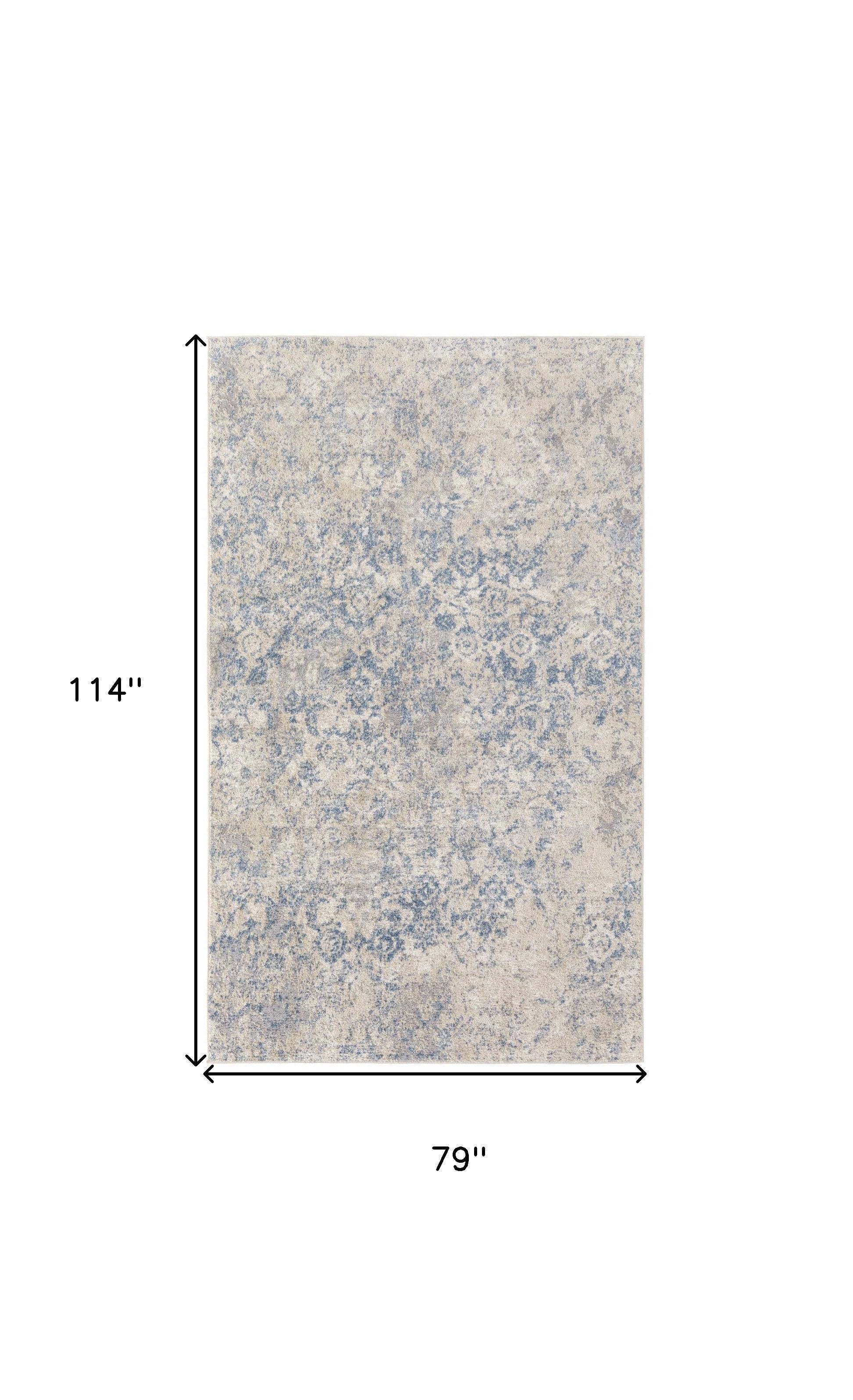4' X 6' Blue And Ivory Abstract Power Loom Distressed Area Rug