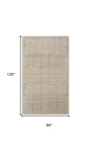 4' X 6' Ivory Tan And Gray Abstract Power Loom Distressed Area Rug