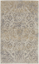 4' X 6' Blue Gray And Ivory Floral Power Loom Distressed Area Rug