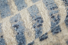 5' X 8' Blue And Ivory Geometric Power Loom Distressed Area Rug