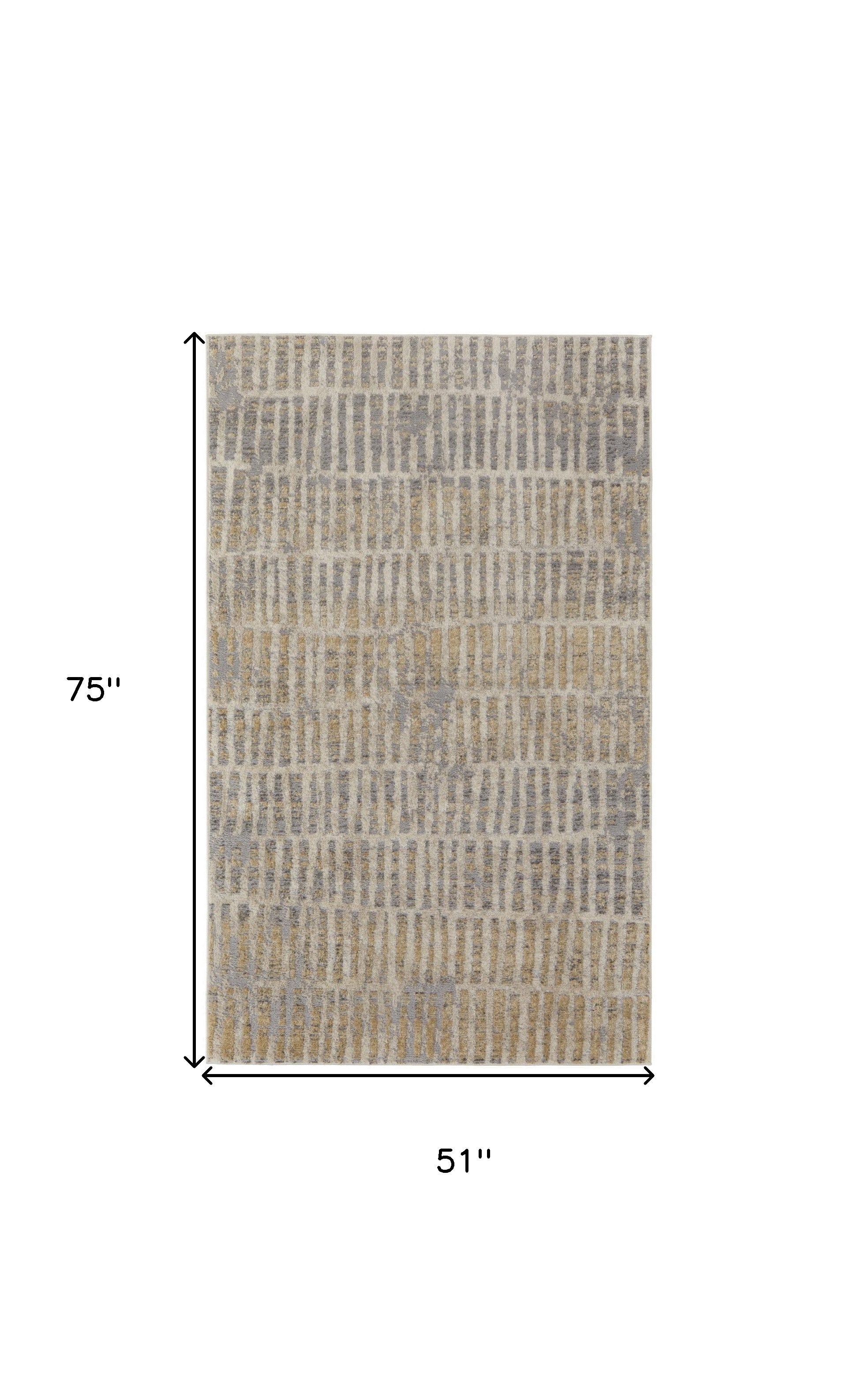 5' X 8' Blue And Ivory Geometric Power Loom Distressed Area Rug