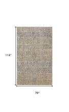 5' X 8' Blue And Ivory Geometric Power Loom Distressed Area Rug