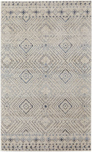 4' X 6' Ivory Blue And Gray Geometric Power Loom Distressed Area Rug
