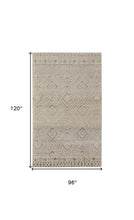 4' X 6' Ivory Blue And Gray Geometric Power Loom Distressed Area Rug