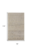 4' X 6' Ivory Blue And Gray Geometric Power Loom Distressed Area Rug
