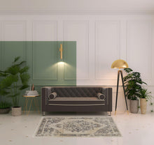 4' X 6' Ivory And Blue Floral Power Loom Distressed Area Rug