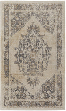 4' X 6' Ivory And Blue Floral Power Loom Distressed Area Rug