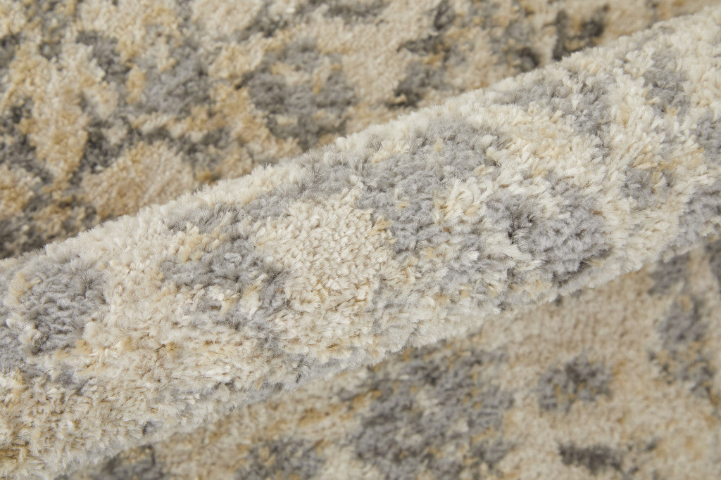 4' X 6' Blue And Ivory Floral Power Loom Distressed Area Rug