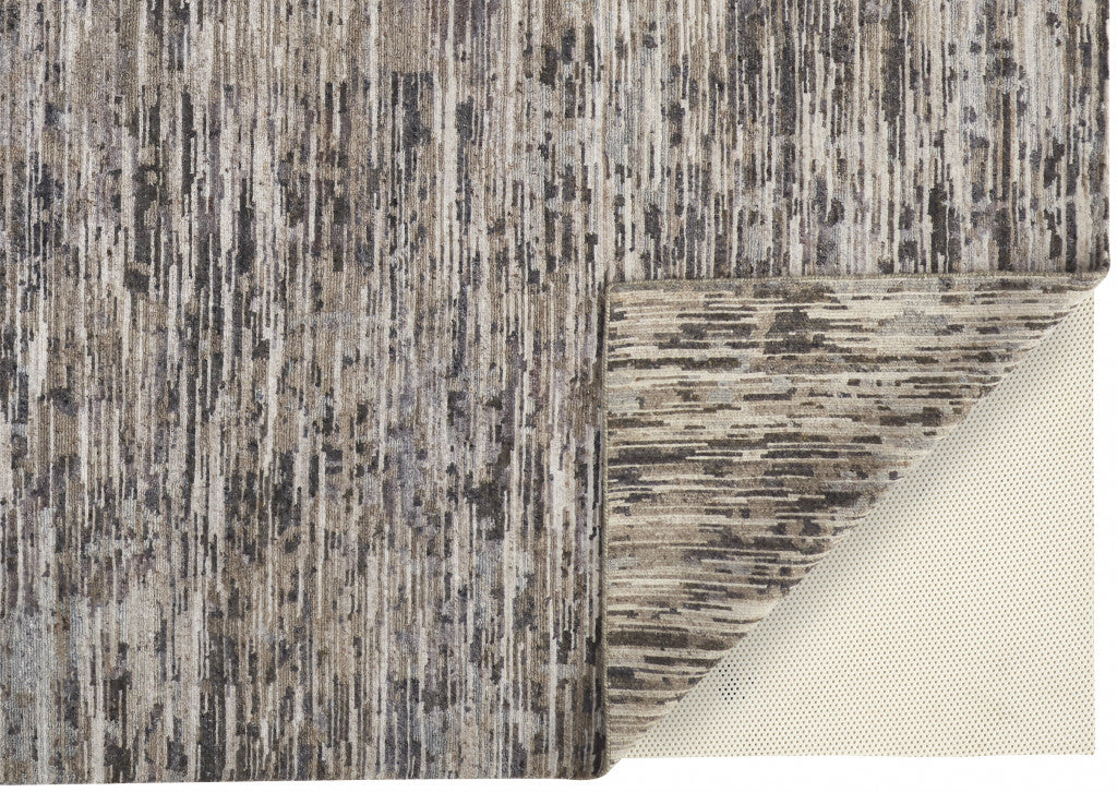 5' X 8' Gray Blue And Silver Wool Abstract Hand Knotted Area Rug