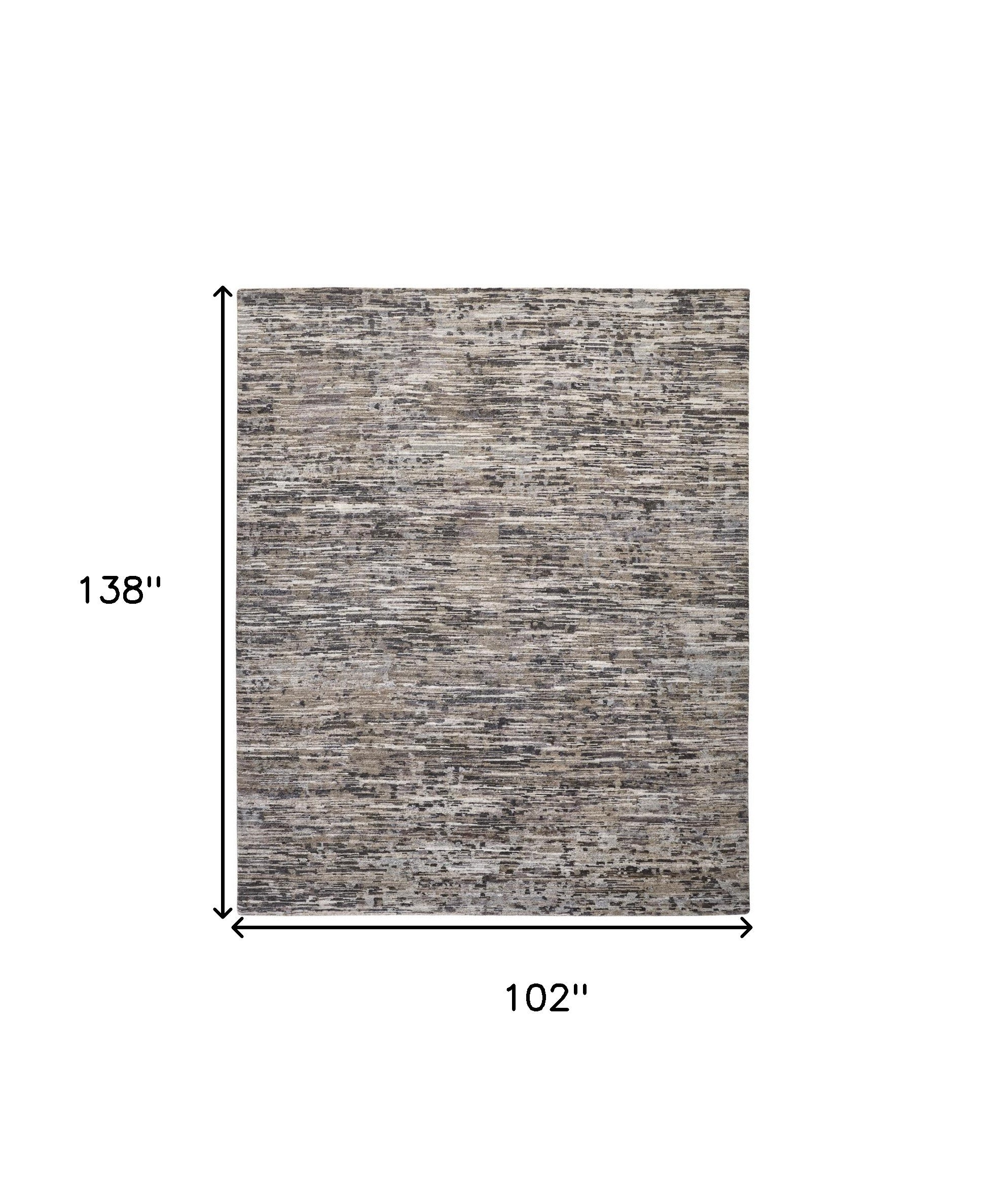 5' X 8' Gray Blue And Silver Wool Abstract Hand Knotted Area Rug