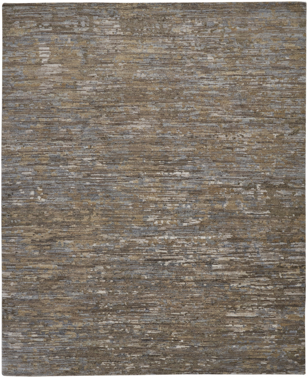 5' X 8' Brown And Gray Wool Abstract Hand Knotted Area Rug