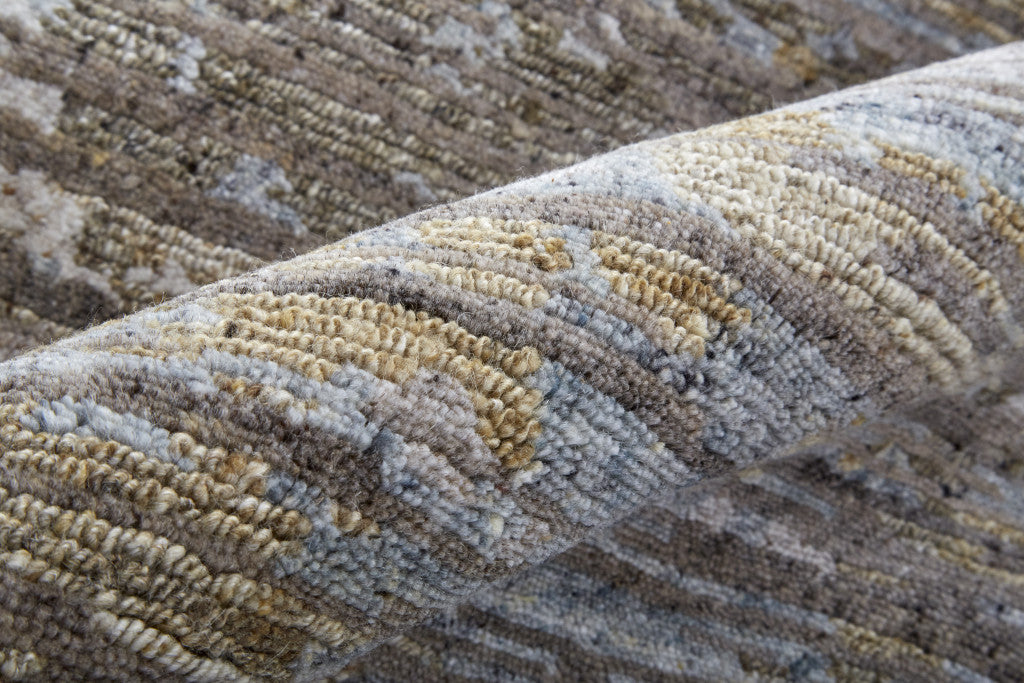 5' X 8' Brown And Gray Wool Abstract Hand Knotted Area Rug