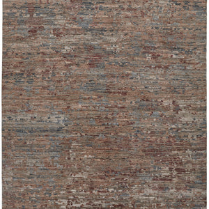 4' X 6' Red And Blue Wool Abstract Hand Knotted Area Rug