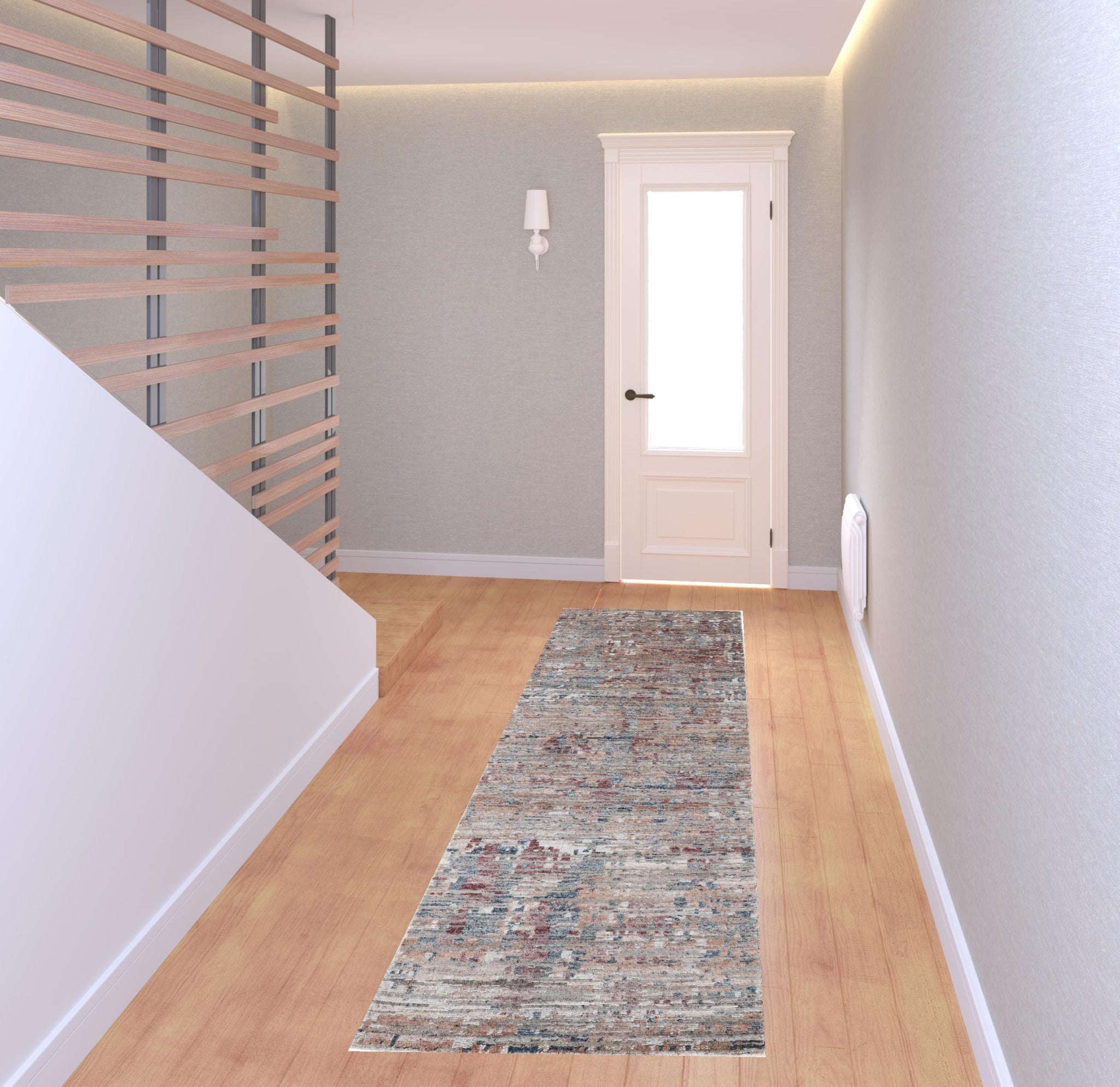 4' X 6' Red And Blue Wool Abstract Hand Knotted Area Rug