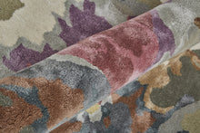 4' X 6' Purple Pink And Green Wool Floral Tufted Handmade Area Rug