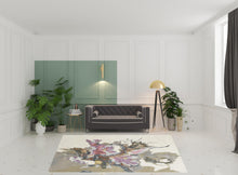 4' X 6' Purple Pink And Green Wool Floral Tufted Handmade Area Rug