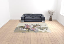 4' X 6' Purple Pink And Green Wool Floral Tufted Handmade Area Rug