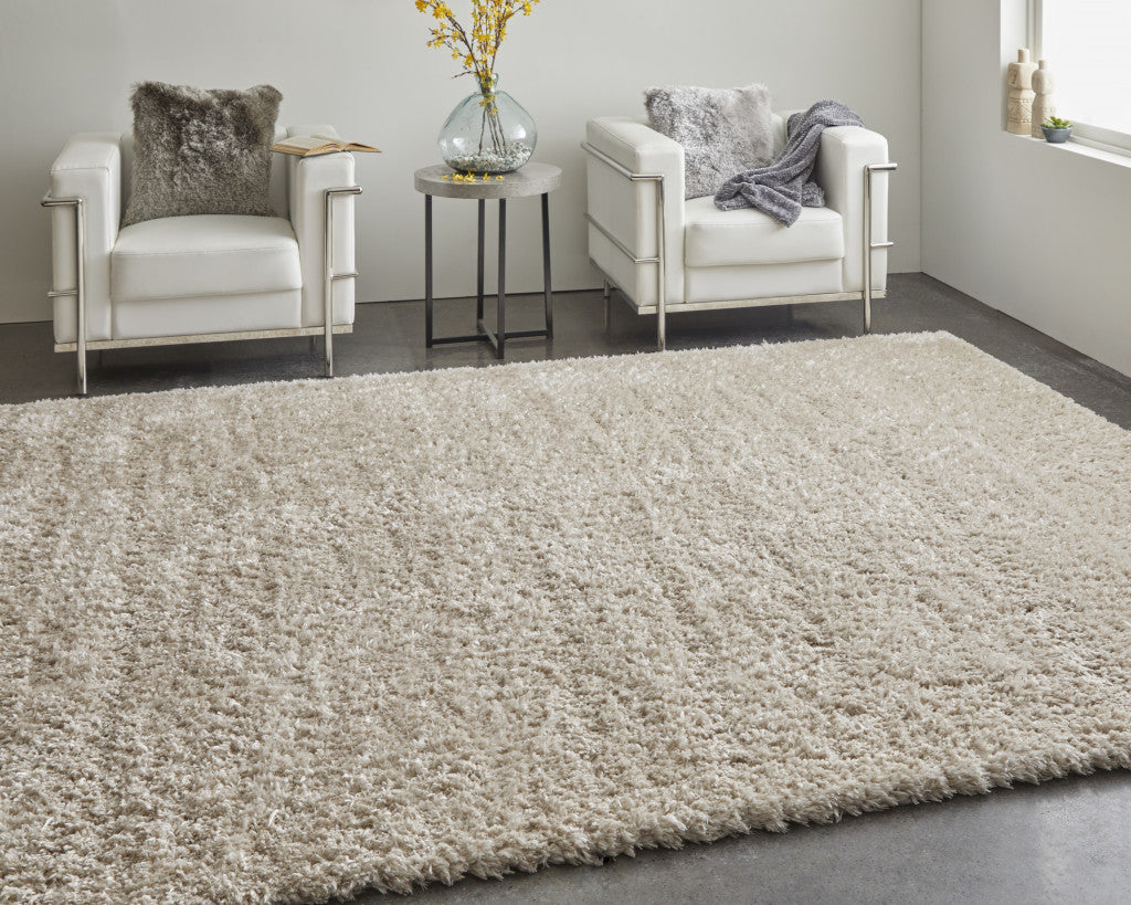Ivory Shag Power Loom Stain Resistant Area Rug - 4' x 6'