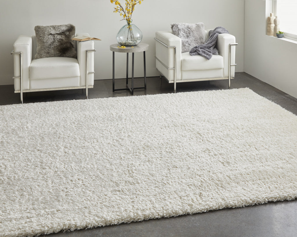 Ivory Shag Power Loom Stain Resistant Area Rug - 4' x 6'