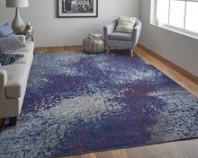 3' X 5' Blue Purple And Ivory Abstract Power Loom Stain Resistant Area Rug