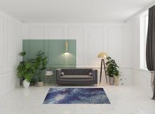 3' X 5' Blue Purple And Ivory Abstract Power Loom Stain Resistant Area Rug