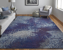 3' X 5' Blue Purple And Ivory Abstract Power Loom Stain Resistant Area Rug