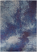 3' X 5' Blue Purple And Ivory Abstract Power Loom Stain Resistant Area Rug