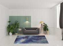 3' X 5' Blue Purple And Ivory Abstract Power Loom Stain Resistant Area Rug