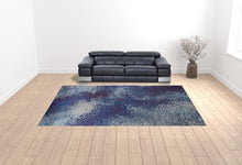 3' X 5' Blue Purple And Ivory Abstract Power Loom Stain Resistant Area Rug