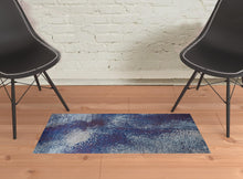 3' X 5' Blue Purple And Ivory Abstract Power Loom Stain Resistant Area Rug