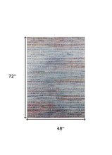 3' X 5' Blue Ivory And Orange Abstract Power Loom Stain Resistant Area Rug