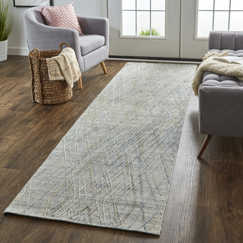 5' X 8' Gray And Ivory Abstract Hand Woven Area Rug