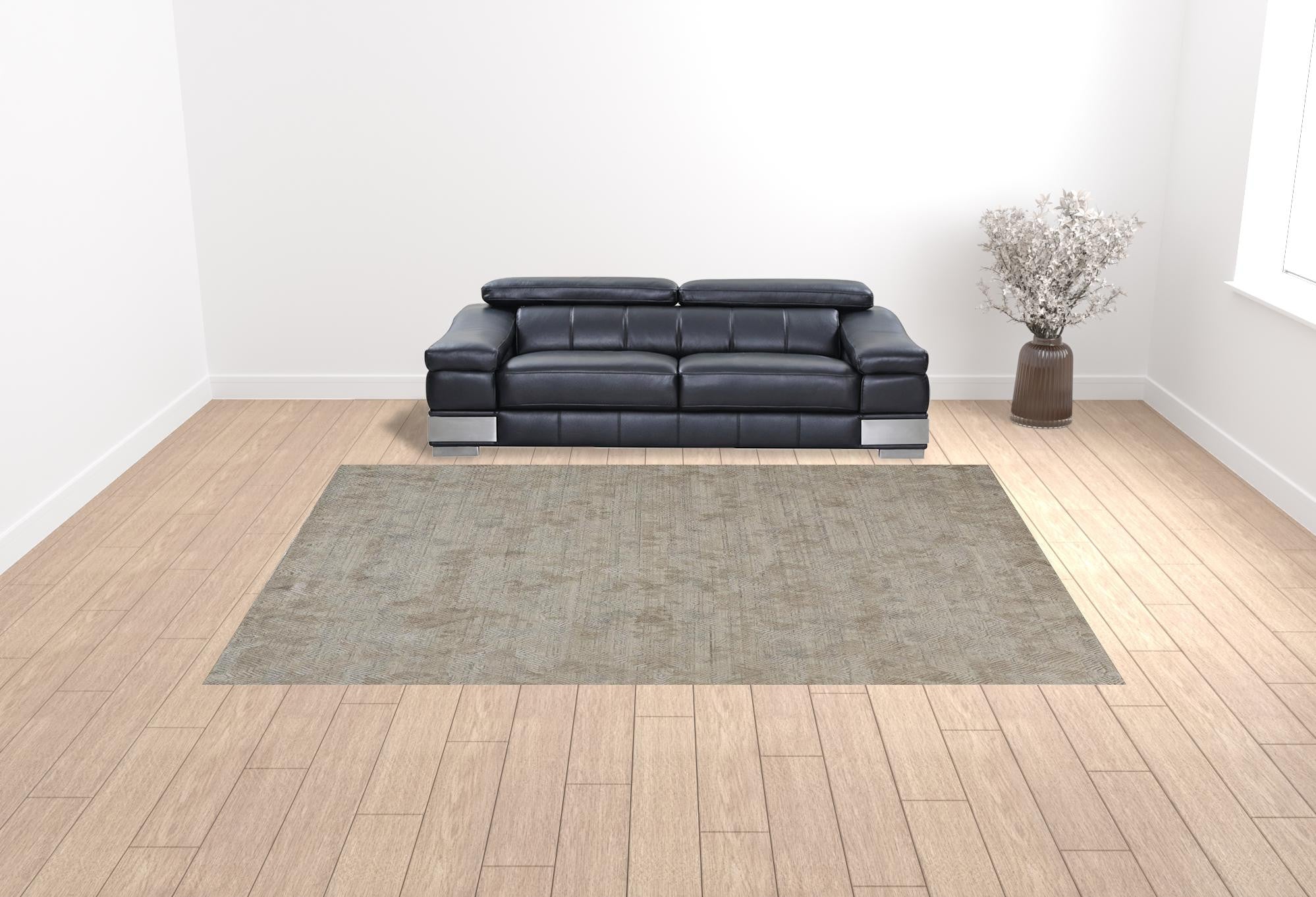 4' X 6' Gray And Taupe Abstract Hand Woven Area Rug