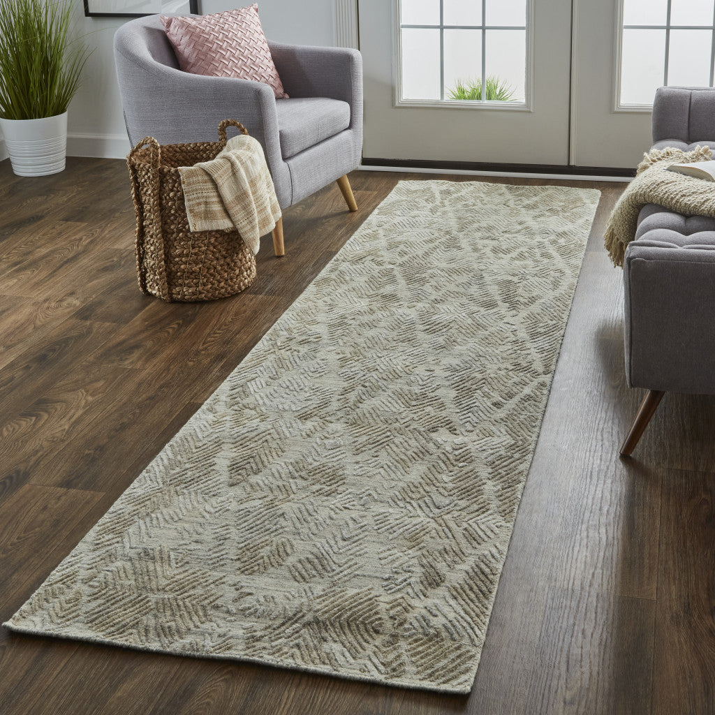 4' X 6' Gray And Taupe Abstract Hand Woven Area Rug