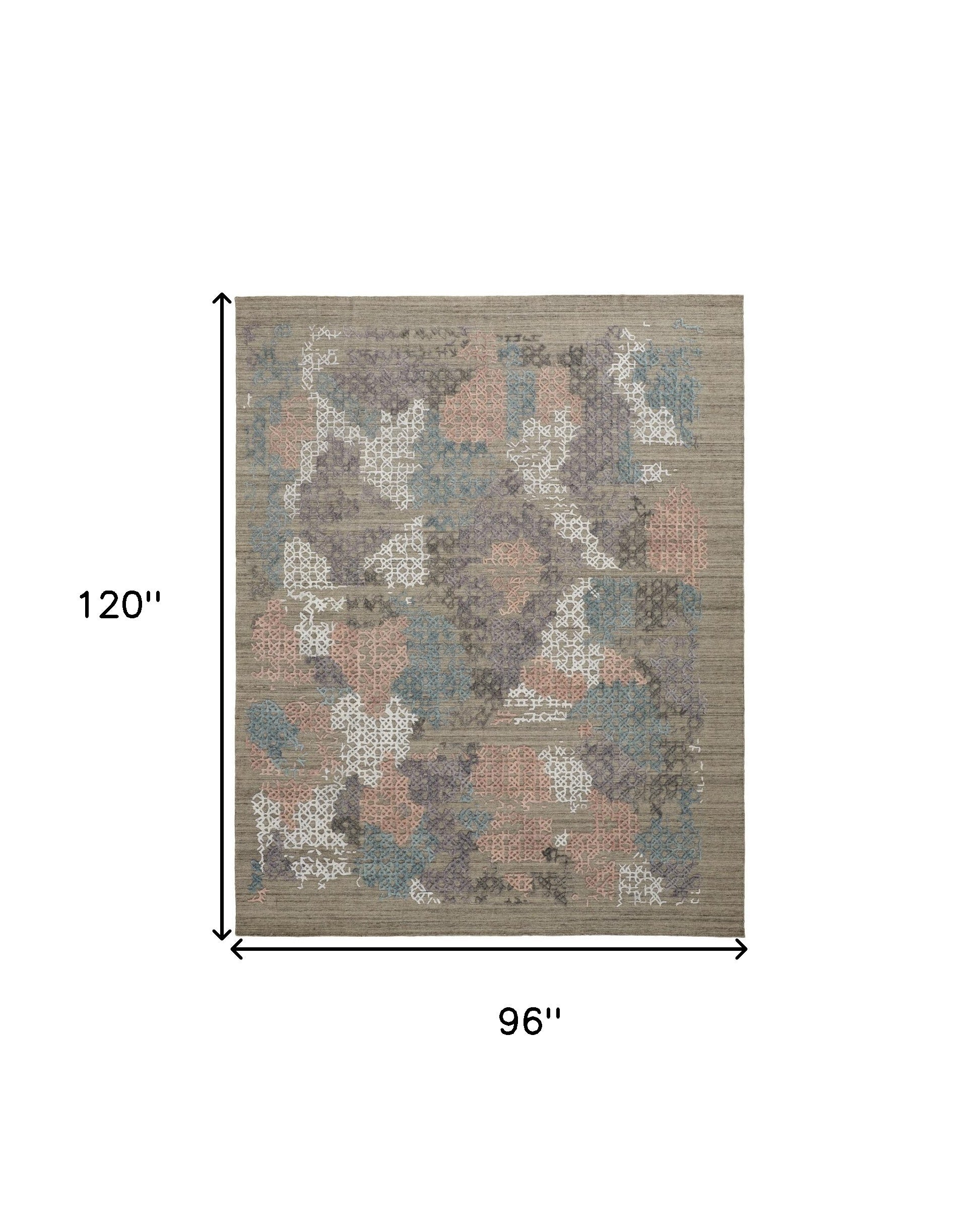 4' X 6' Pink Blue And Taupe Abstract Hand Woven Distressed Area Rug