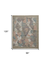 4' X 6' Pink Blue And Taupe Abstract Hand Woven Distressed Area Rug
