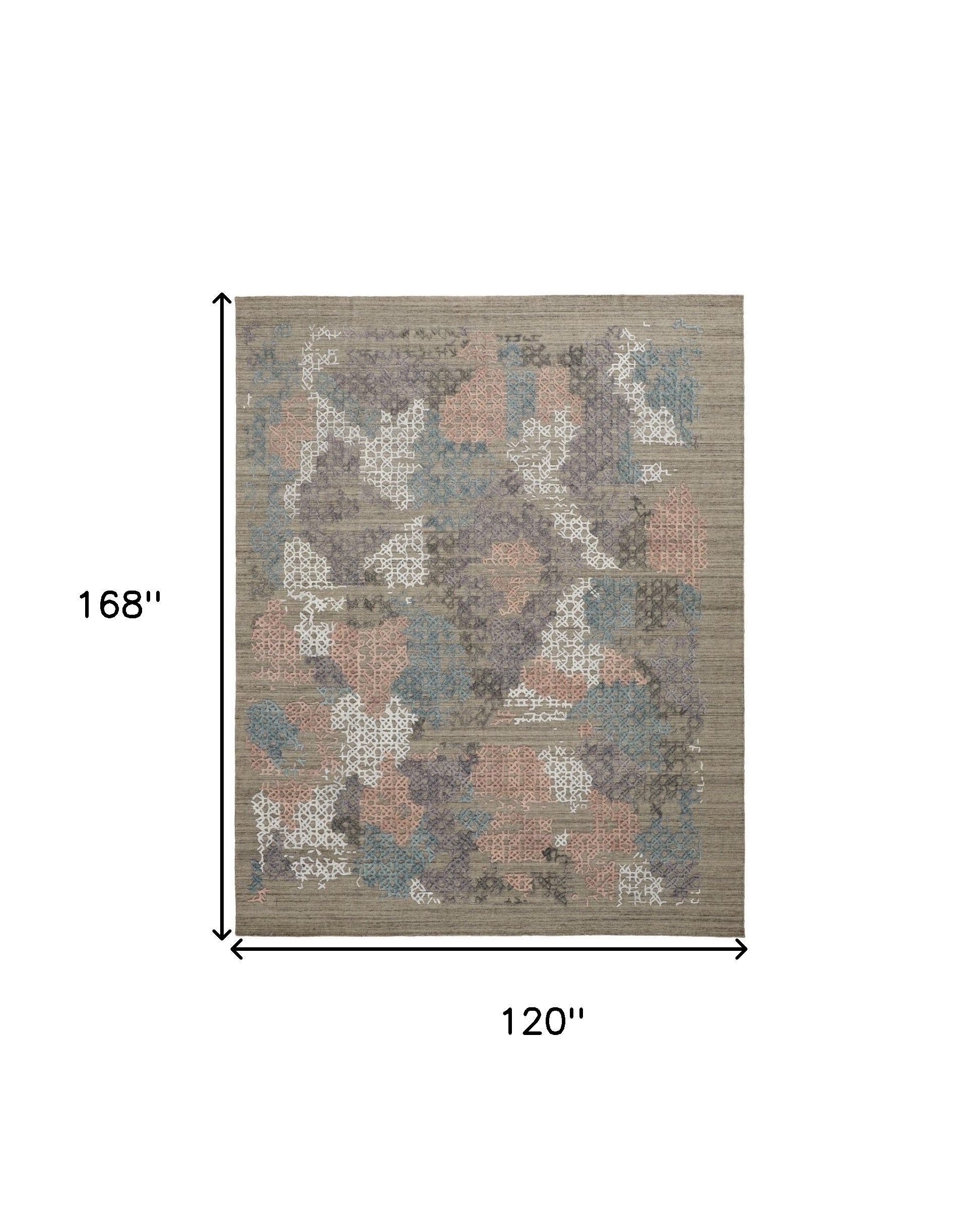 4' X 6' Pink Blue And Taupe Abstract Hand Woven Distressed Area Rug