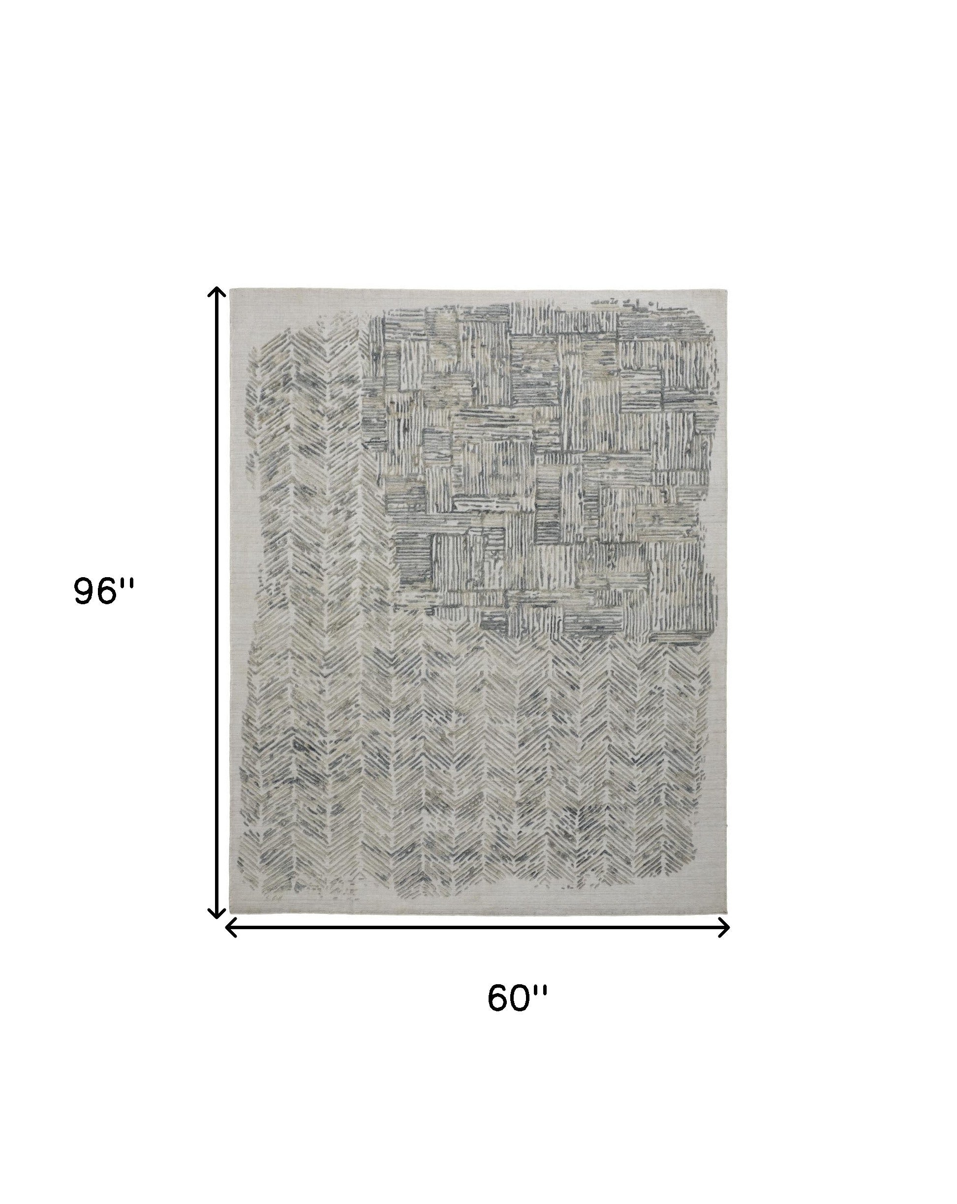 4' X 6' Green Blue And Ivory Abstract Hand Woven Distressed Area Rug