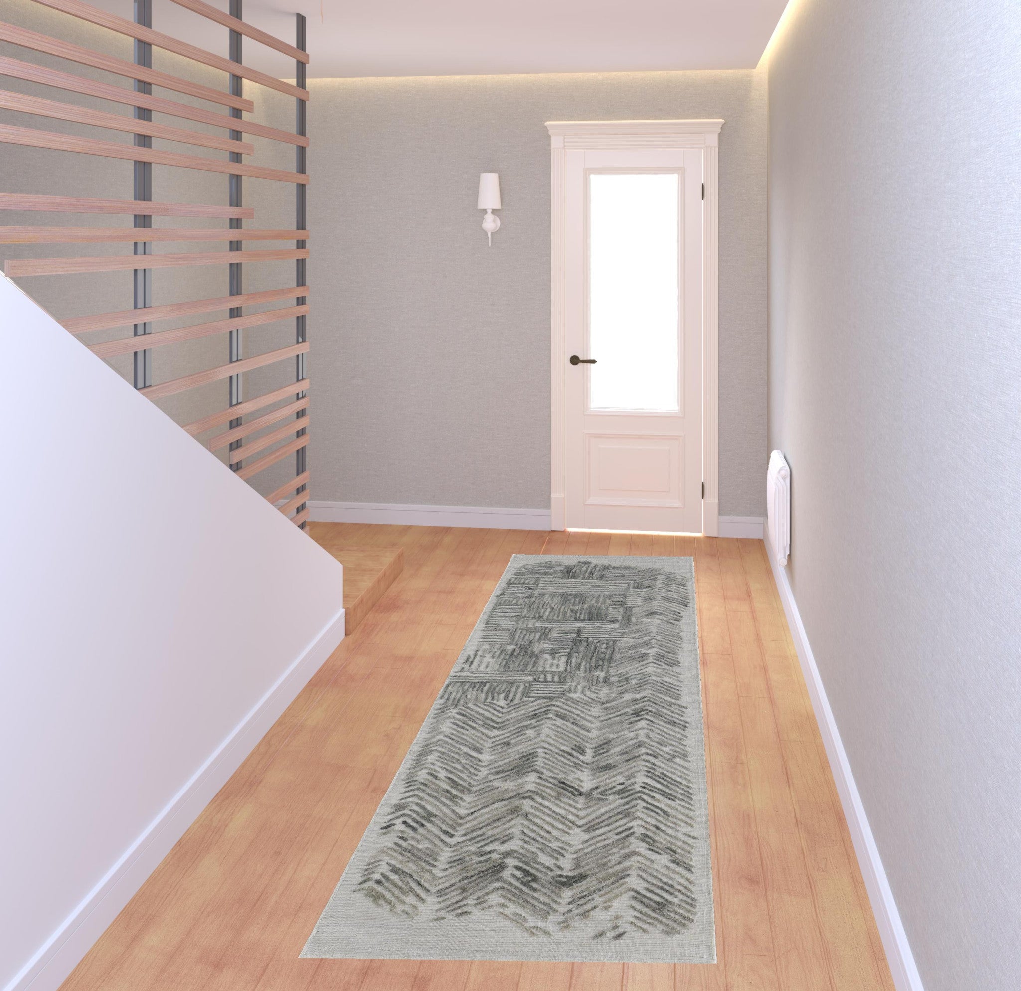 4' X 6' Green Blue And Ivory Abstract Hand Woven Distressed Area Rug