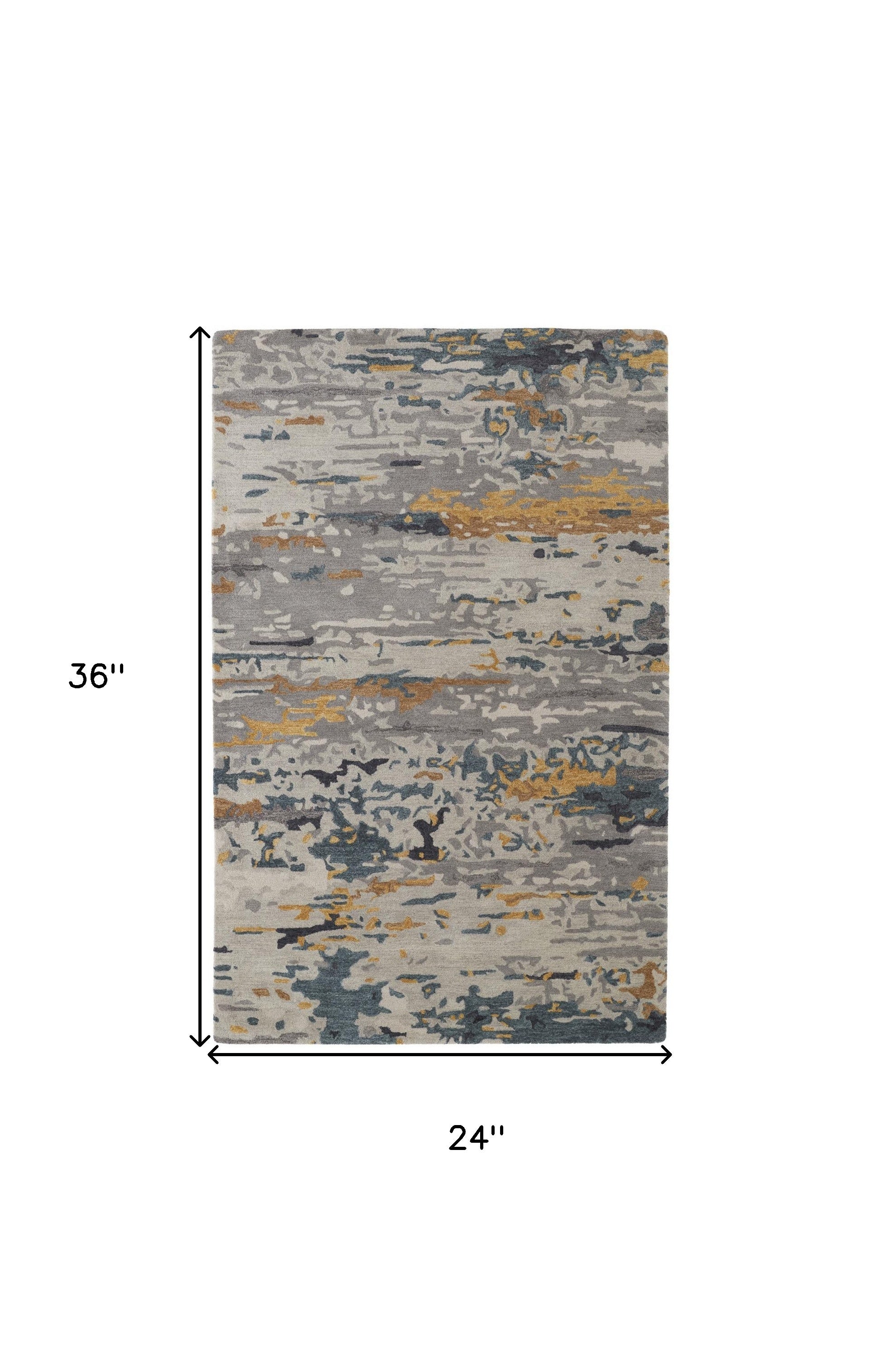 Tan And Blue Wool Abstract Tufted Handmade Stain Resistant Area Rug - 4' x 6'