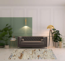 4' X 6' Tan And Blue Wool Abstract Tufted Handmade Stain Resistant Area Rug