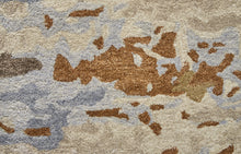 4' X 6' Tan And Blue Wool Abstract Tufted Handmade Stain Resistant Area Rug