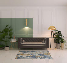 4' X 6' Gray Blue And Gold Wool Abstract Tufted Handmade Stain Resistant Area Rug