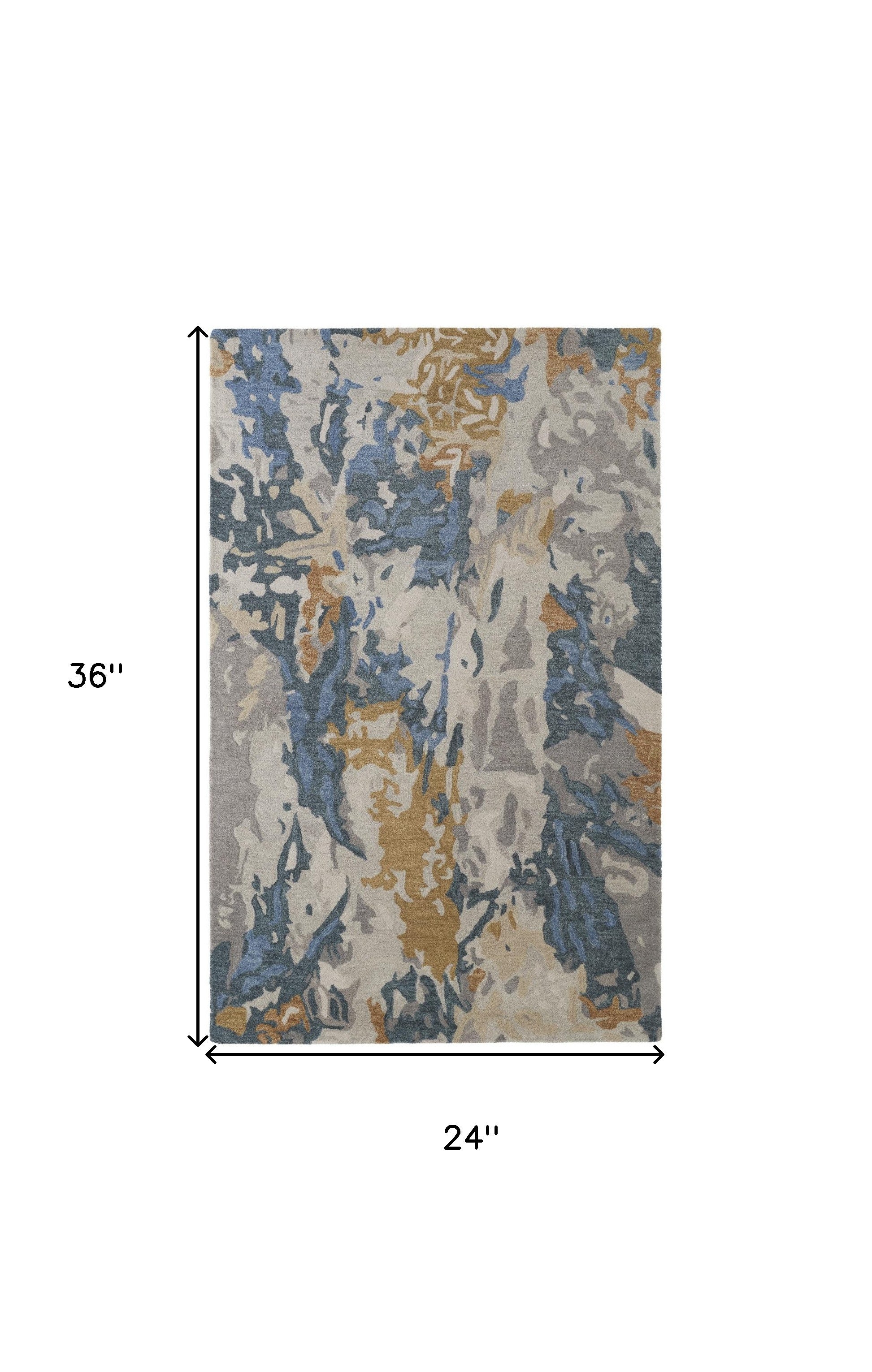 4' X 6' Gray Blue And Gold Wool Abstract Tufted Handmade Stain Resistant Area Rug