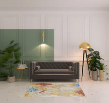 4' X 6' Ivory Yellow And Blue Wool Abstract Tufted Handmade Stain Resistant Area Rug